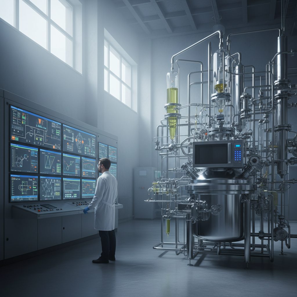 Instalație pilot de sinteză chimică cu reactor din inox